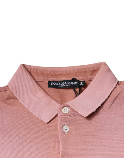 Dolce &amp; Gabbana – Kurzärmliges Poloshirt mit rosa Kronenkragen