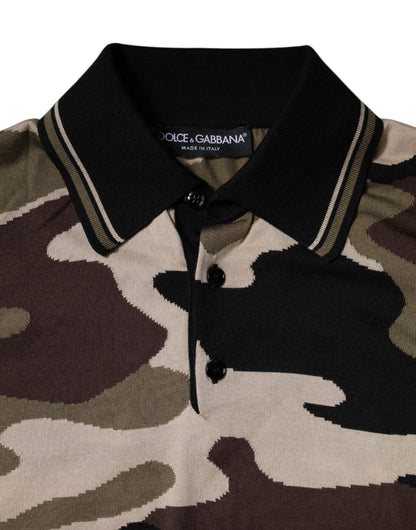 Dolce &amp; Gabbana – Mehrfarbiges Poloshirt mit Camouflage-Kragen