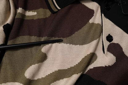 Dolce &amp; Gabbana – Mehrfarbiges Poloshirt mit Camouflage-Kragen