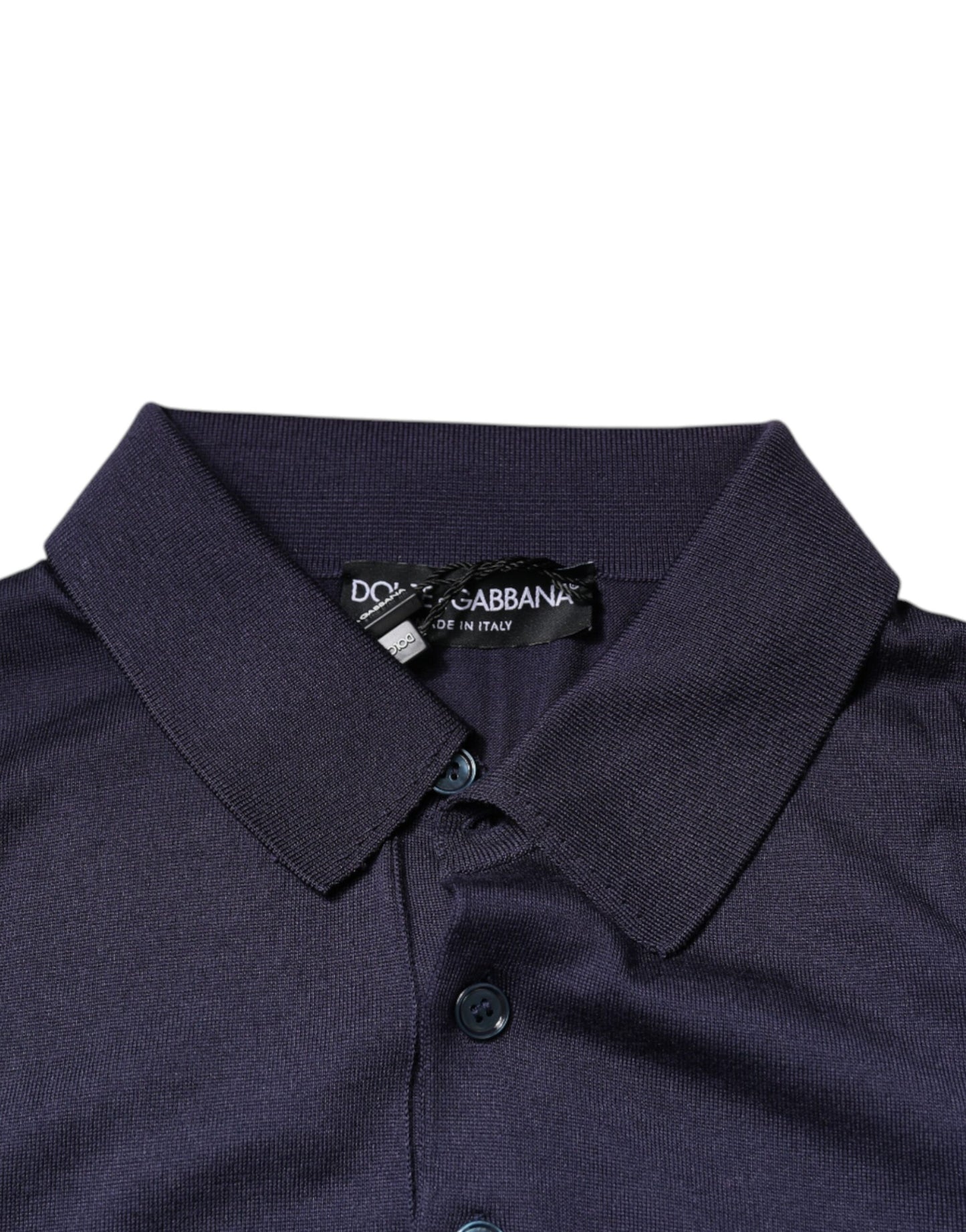 Dolce &amp; Gabbana – Blaues Polo-T-Shirt aus Seide mit Kragen und kurzen Ärmeln