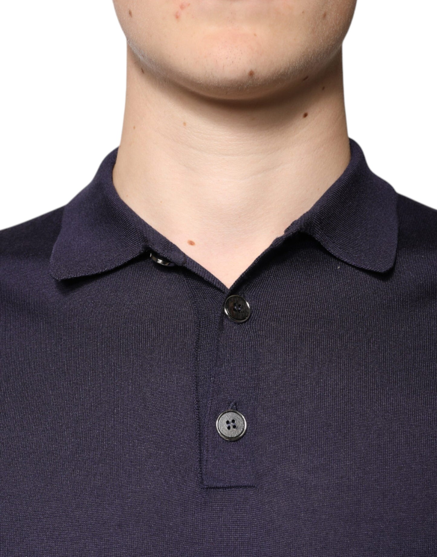 Dolce &amp; Gabbana – Blaues Polo-T-Shirt aus Seide mit Kragen und kurzen Ärmeln