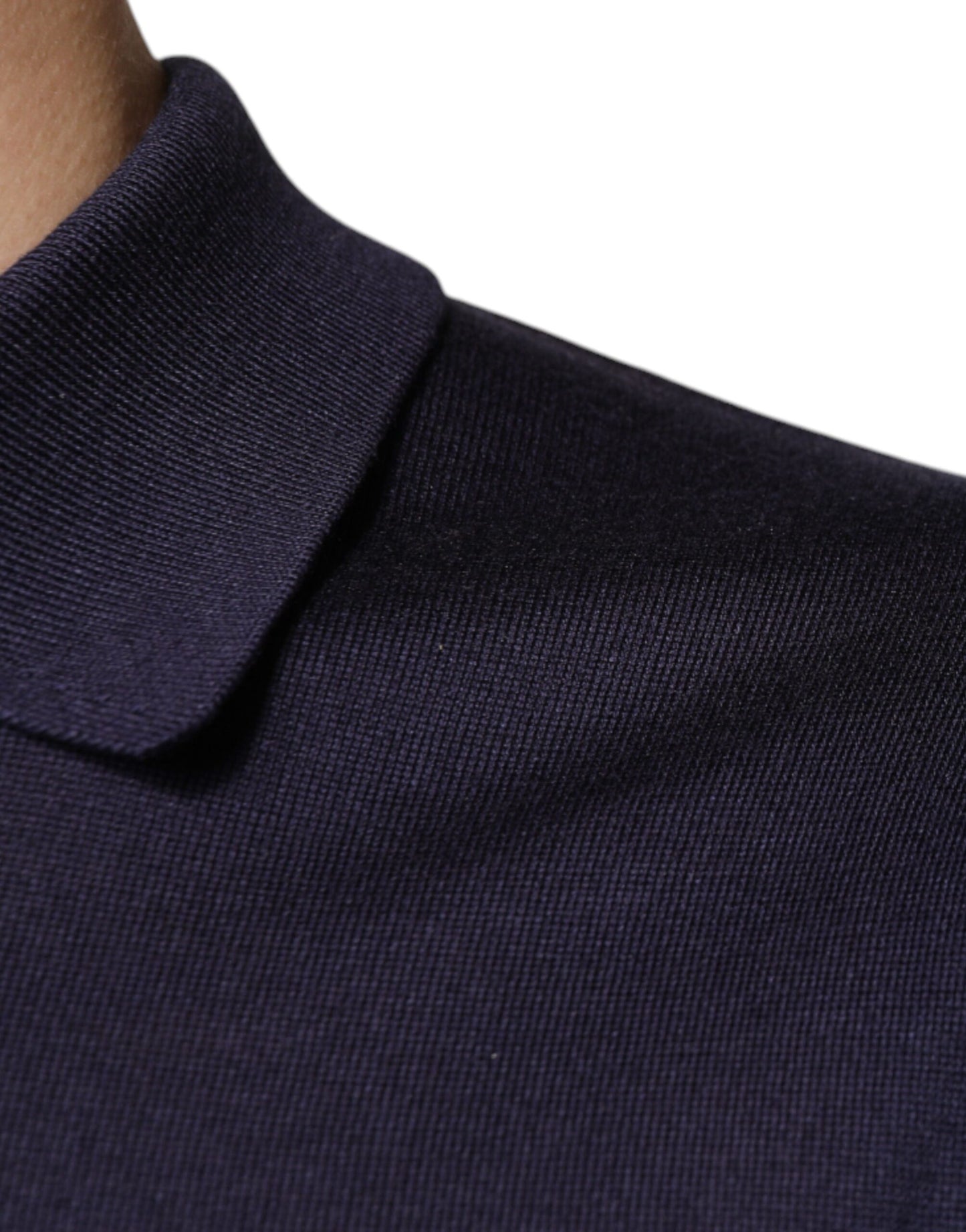 Dolce &amp; Gabbana – Blaues Polo-T-Shirt aus Seide mit Kragen und kurzen Ärmeln