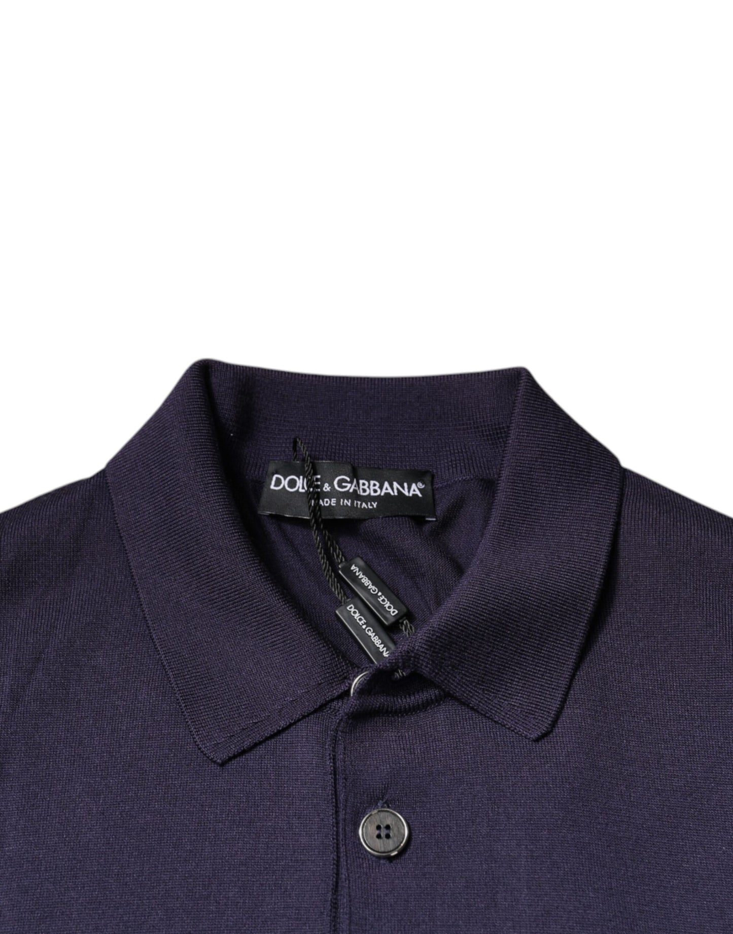 Dolce &amp; Gabbana – Blaues Polo-T-Shirt aus Seide mit Kragen und kurzen Ärmeln