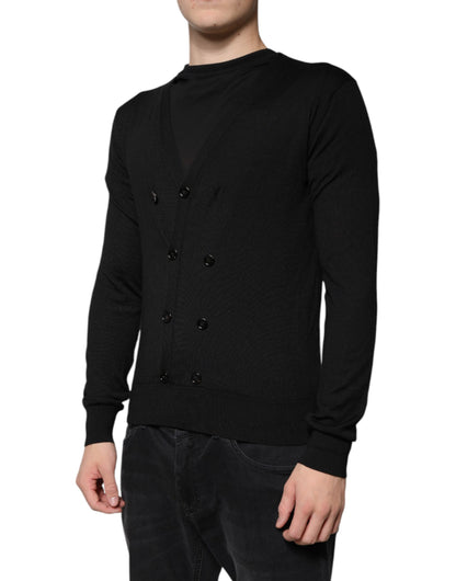 Dolce &amp; Gabbana – Schwarzer Cardigan aus Kaschmir mit Knopfleiste