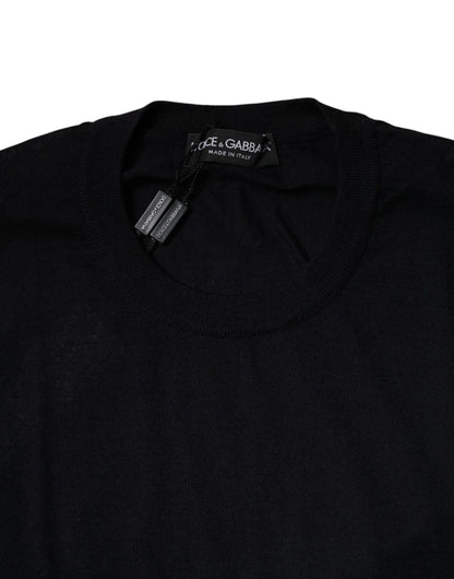 Dolce &amp; Gabbana Blauer Kaschmirpullover mit Rundhalsausschnitt