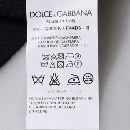 Dolce &amp; Gabbana Blauer Kaschmirpullover mit Rundhalsausschnitt