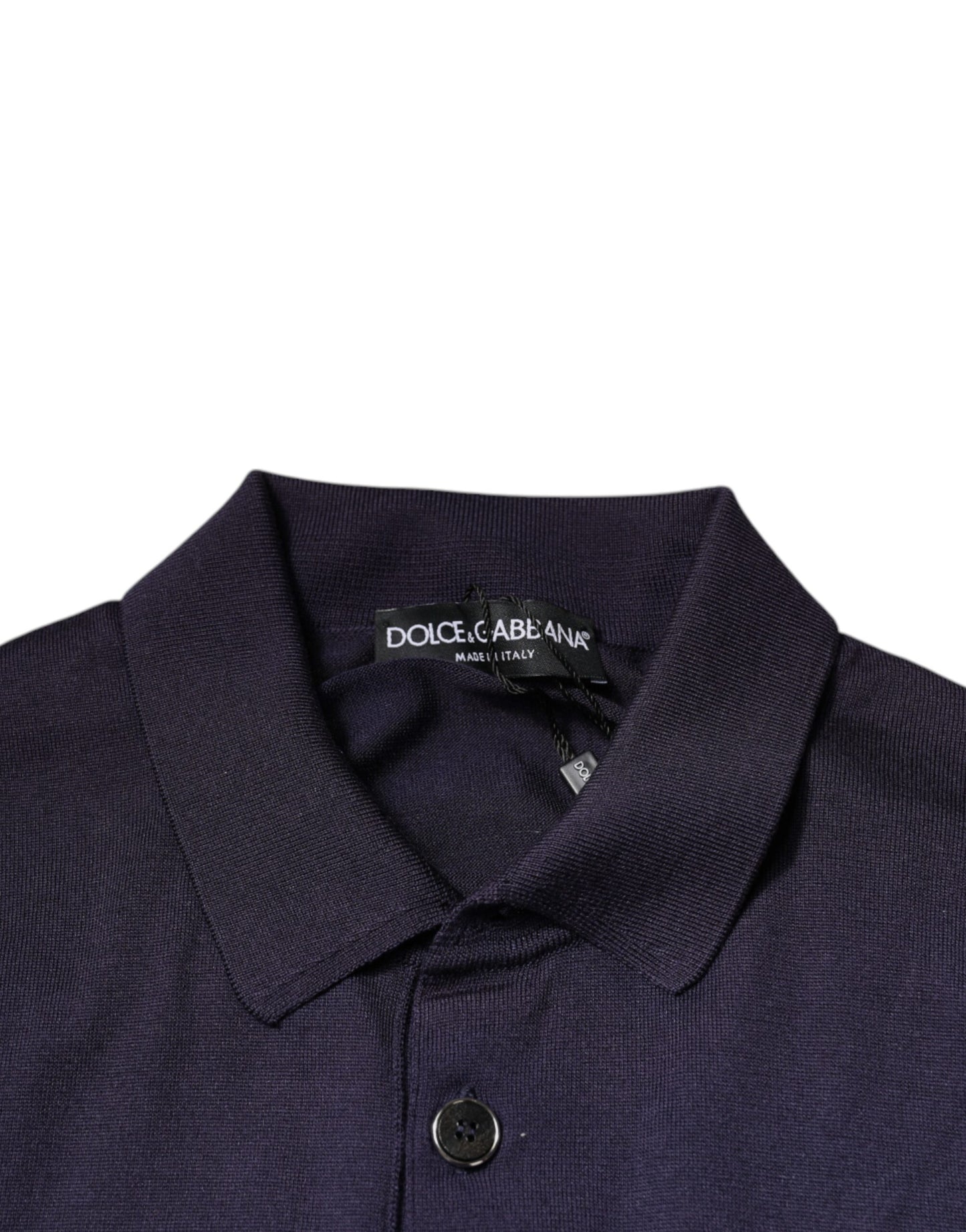 Dolce &amp; Gabbana – Blaues Polo-T-Shirt aus Seide mit Kragen und kurzen Ärmeln