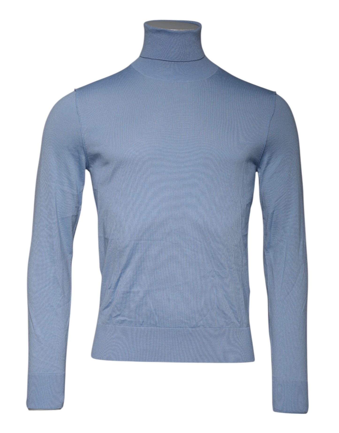Dolce &amp; Gabbana Hellblauer Rollkragenpullover aus Seide
