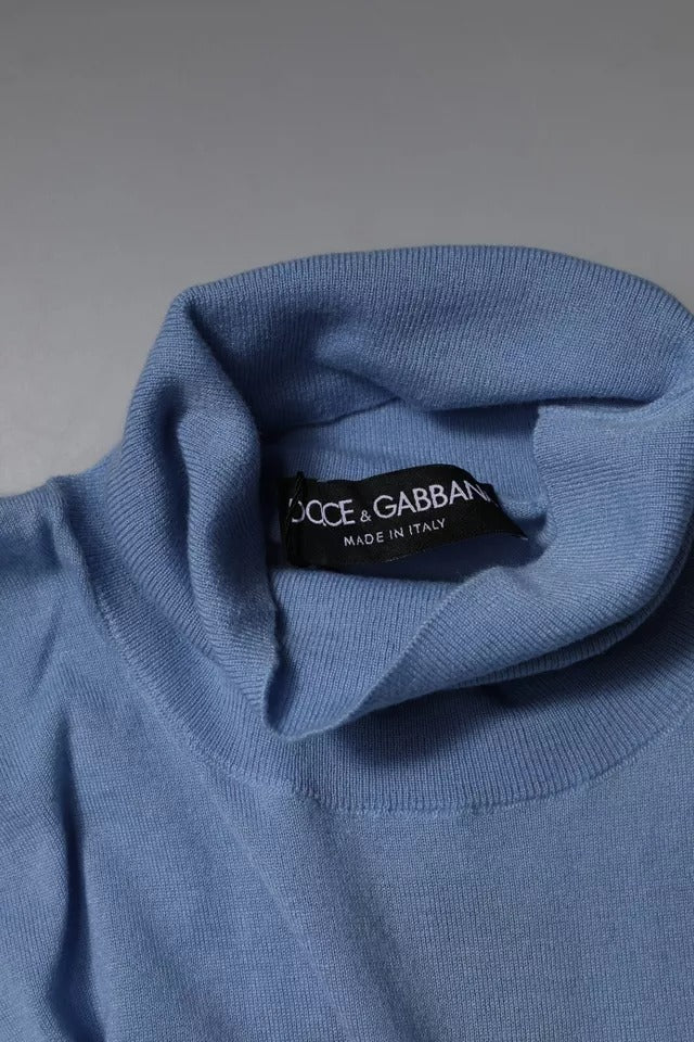 Dolce &amp; Gabbana Hellblauer Rollkragenpullover aus Seide