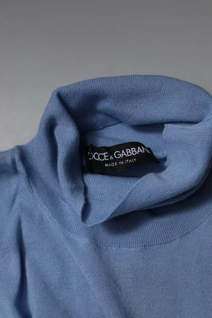 Dolce &amp; Gabbana Hellblauer Rollkragenpullover aus Seide