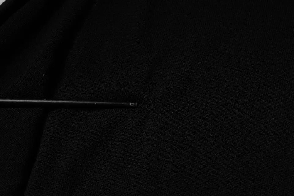 Dolce &amp; Gabbana – Schwarzer Pullover aus Wolle mit Rundhalsausschnitt und Logo