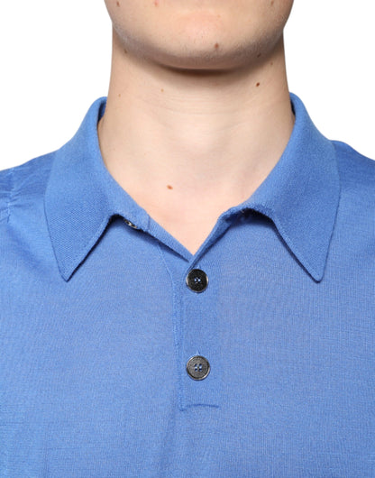 Dolce &amp; Gabbana – Blaues Poloshirt mit Kragen und kurzen Ärmeln