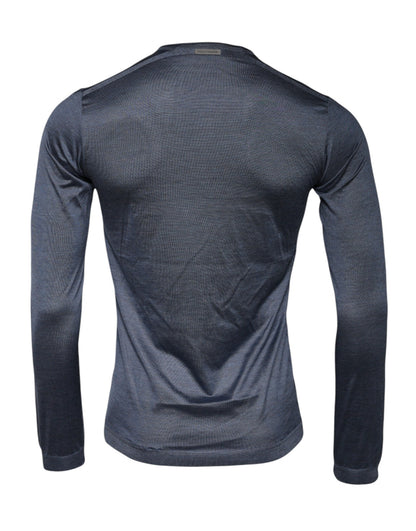 Dolce &amp; Gabbana Pullover mit Rundhalsausschnitt aus dunkelgrauer Seide