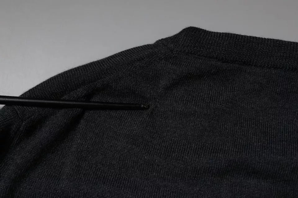 Dolce &amp; Gabbana Dunkelgrauer Pullover mit Rundhalsausschnitt und DG-Logo