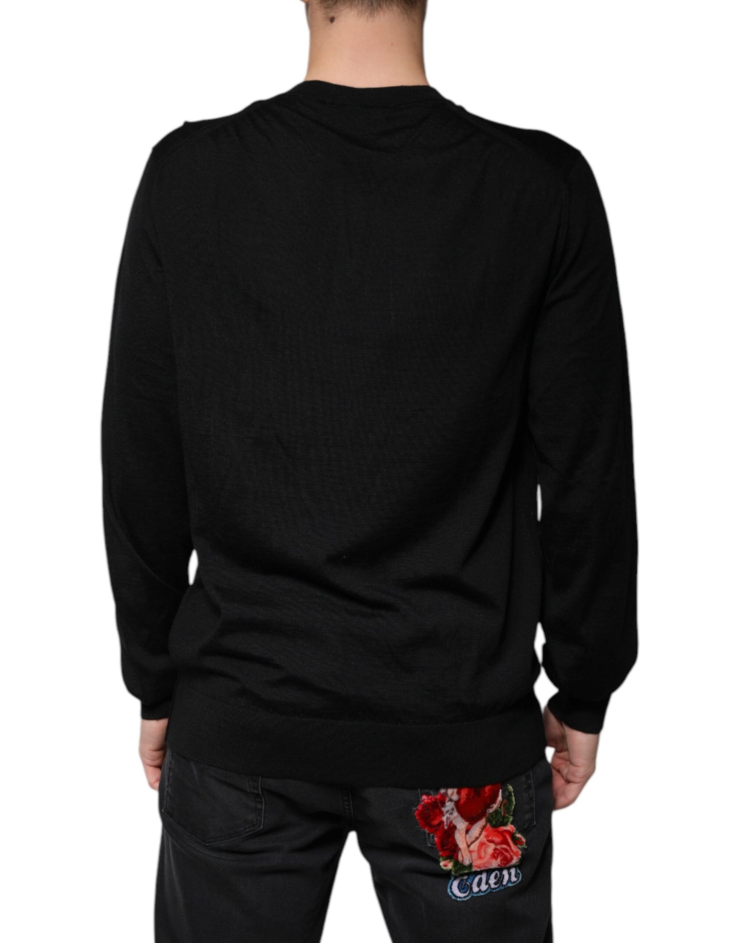 Dolce &amp; Gabbana – Schwarzer Kaschmirpullover mit V-Ausschnitt