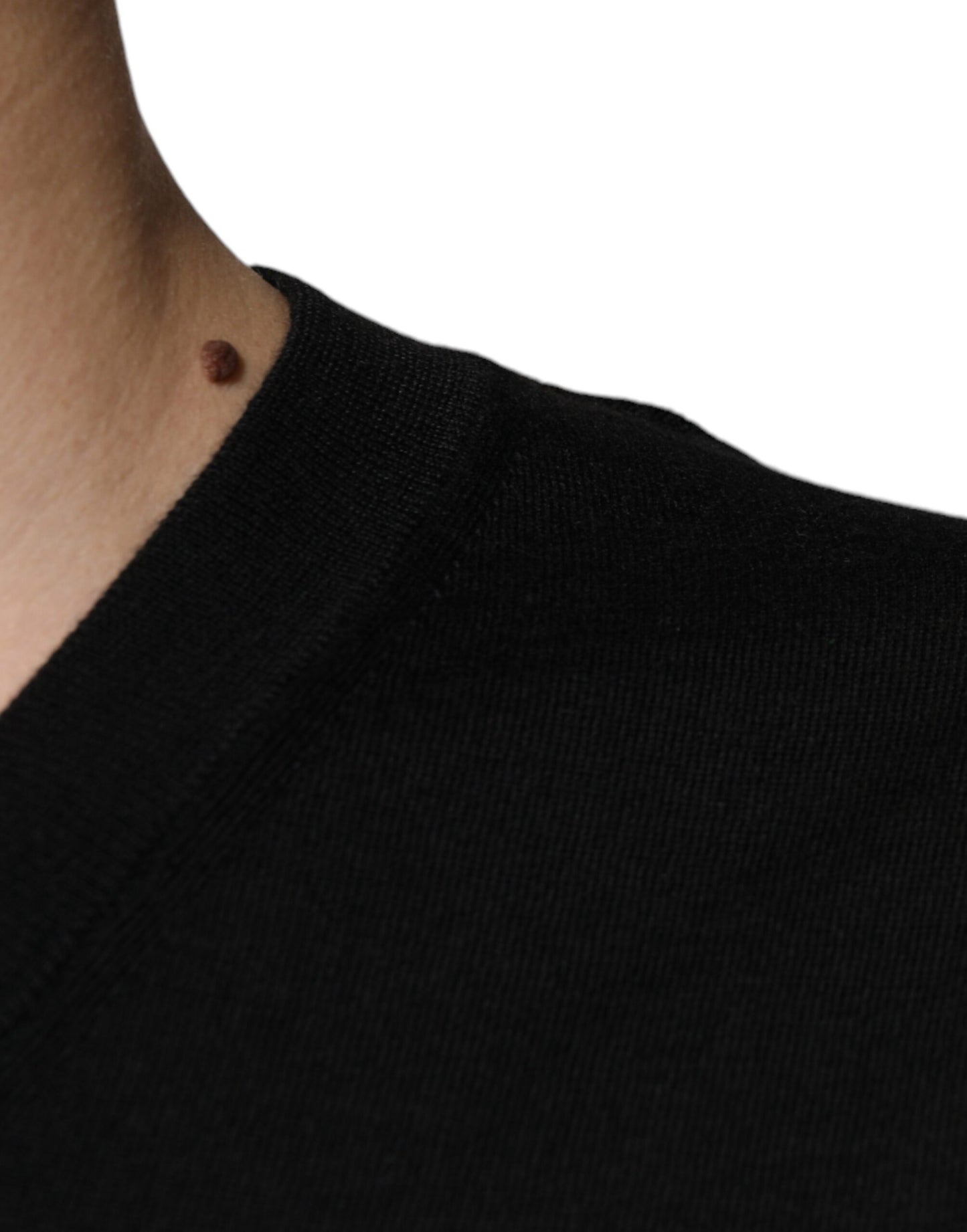 Dolce &amp; Gabbana – Schwarzer Kaschmirpullover mit V-Ausschnitt