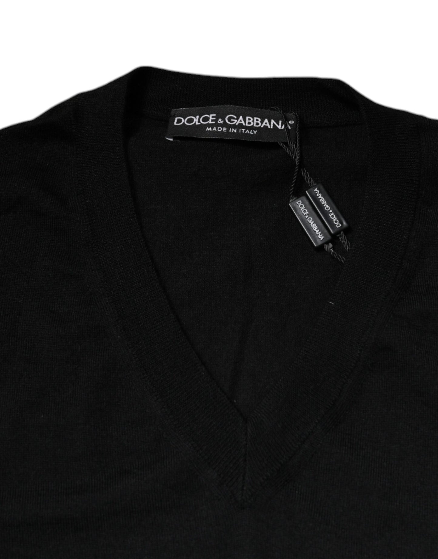 Dolce &amp; Gabbana – Schwarzer Kaschmirpullover mit V-Ausschnitt