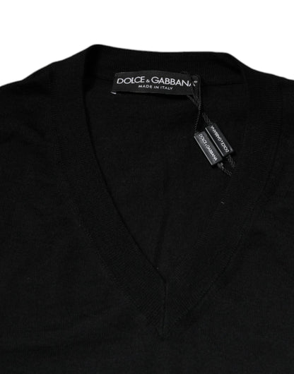 Dolce &amp; Gabbana – Schwarzer Kaschmirpullover mit V-Ausschnitt