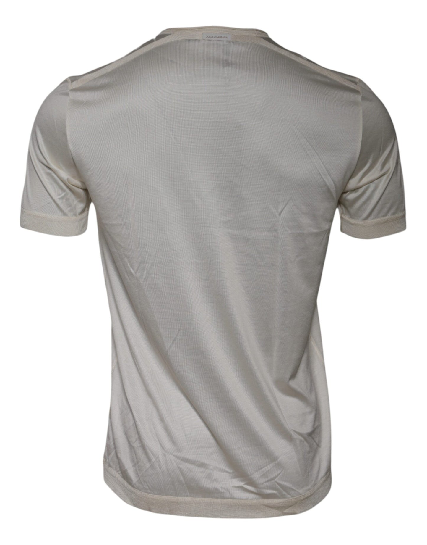 Dolce &amp; Gabbana – Kurzärmliges T-Shirt aus Seide mit Rundhalsausschnitt in Off-White