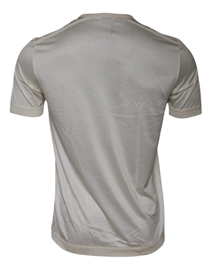 Dolce &amp; Gabbana – Kurzärmliges T-Shirt aus Seide mit Rundhalsausschnitt in Off-White