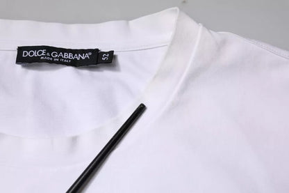 Dolce &amp; Gabbana – Weißes T-Shirt mit Rundhalsausschnitt und Logoverzierung