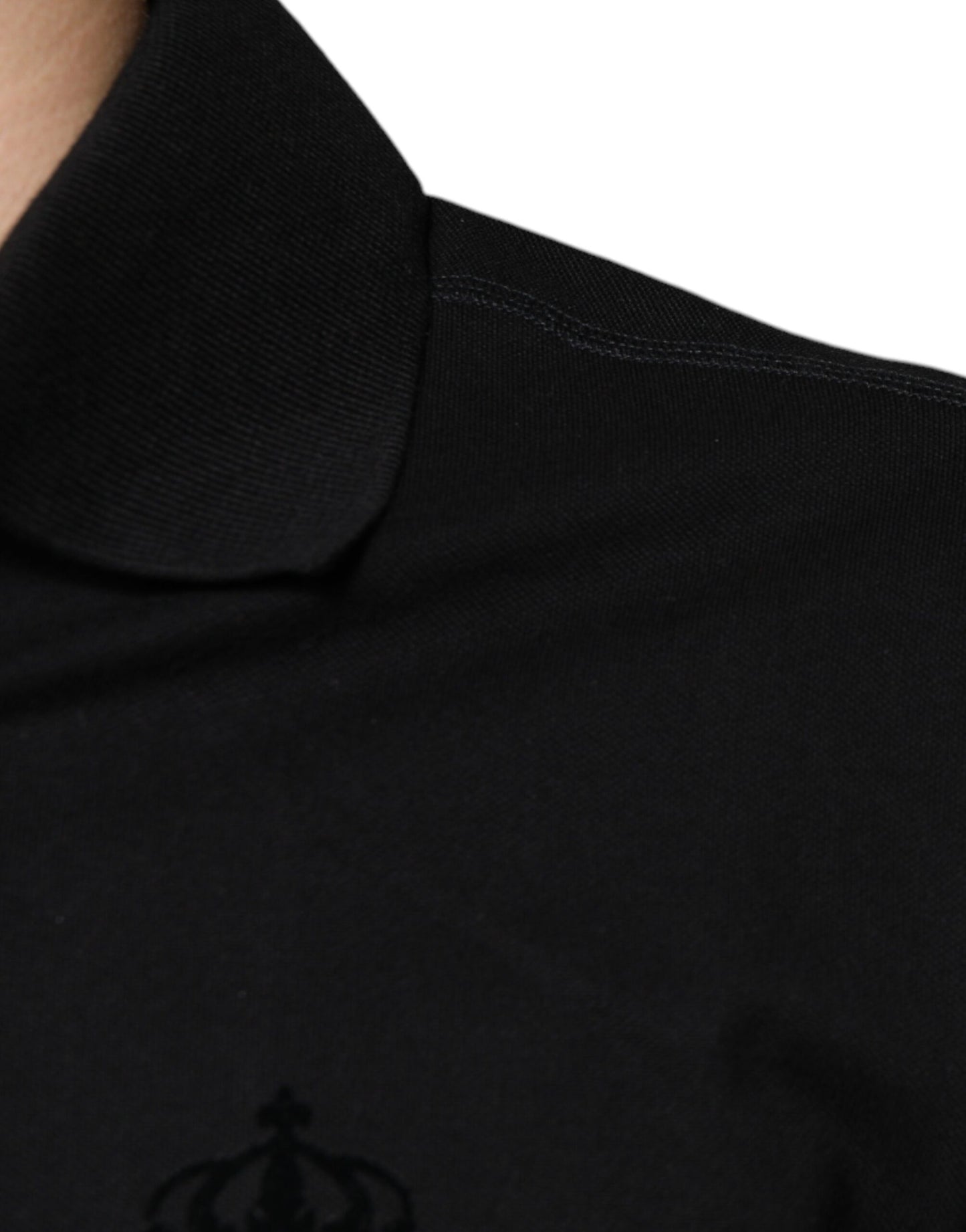 Dolce &amp; Gabbana – Schwarzes Poloshirt mit DG-Kragen und kurzen Ärmeln
