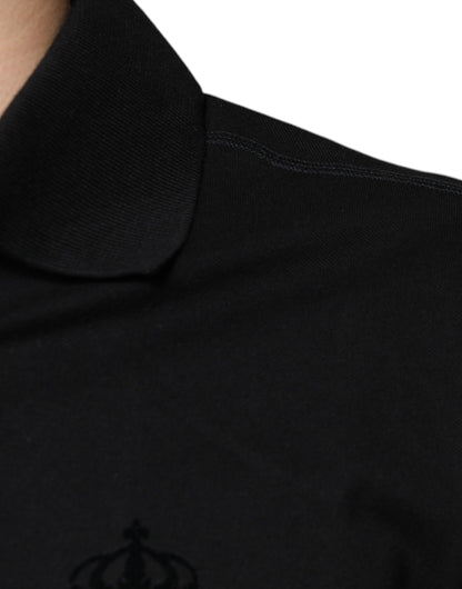 Dolce &amp; Gabbana – Schwarzes Poloshirt mit DG-Kragen und kurzen Ärmeln