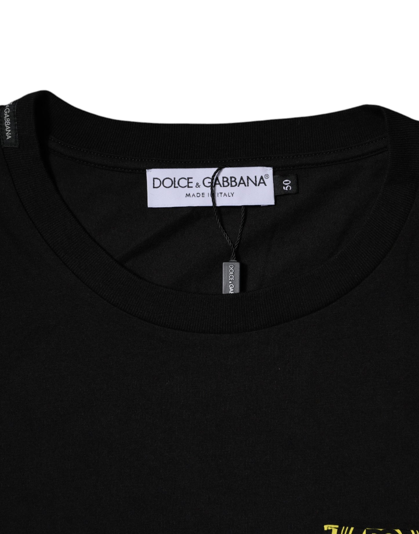 Dolce &amp; Gabbana – Schwarzes Baumwoll-T-Shirt mit kurzen Ärmeln und Logo-Print