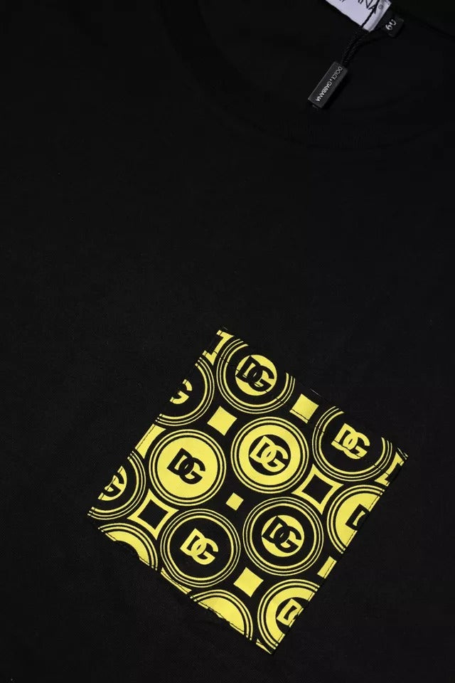 Dolce &amp; Gabbana – Schwarzes Baumwoll-T-Shirt mit kurzen Ärmeln und Logo-Print