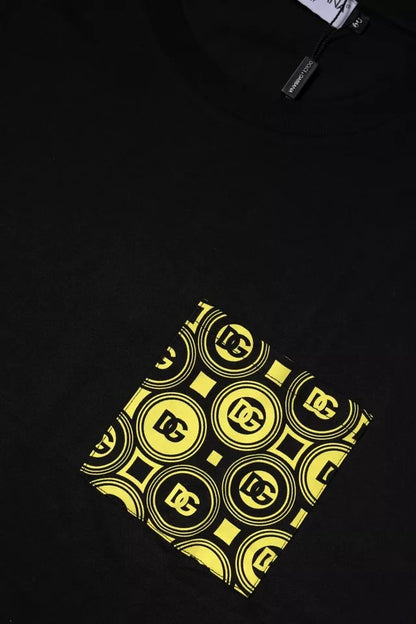 Dolce &amp; Gabbana – Schwarzes Baumwoll-T-Shirt mit kurzen Ärmeln und Logo-Print