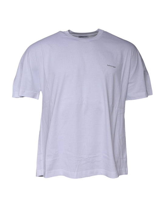 Balenciaga – Weißes Baumwoll-T-Shirt mit Rundhalsausschnitt und kurzen Ärmeln und Logo