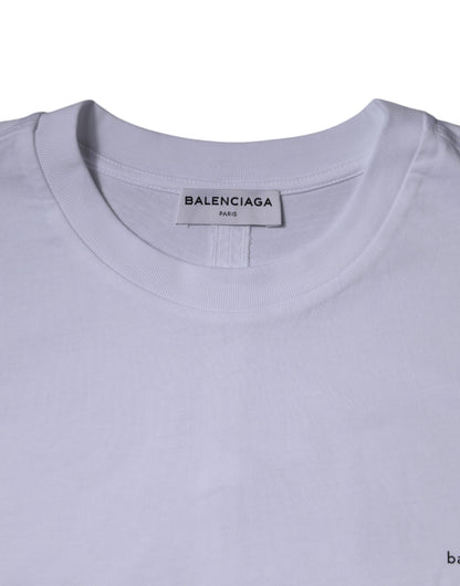 Balenciaga – Weißes Baumwoll-T-Shirt mit Rundhalsausschnitt und kurzen Ärmeln und Logo