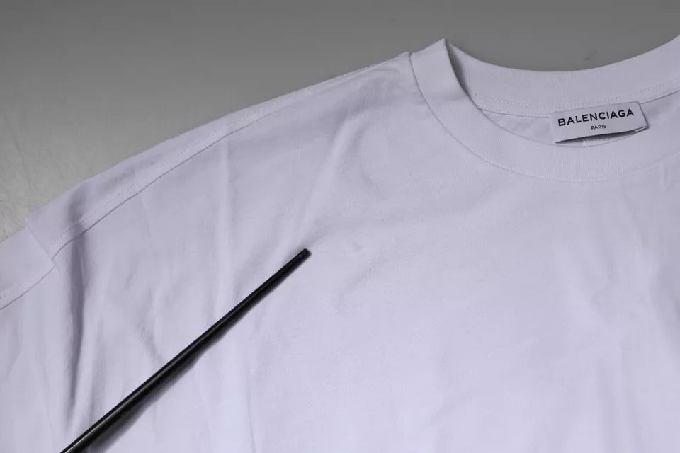 Balenciaga – Weißes Baumwoll-T-Shirt mit Rundhalsausschnitt und kurzen Ärmeln und Logo