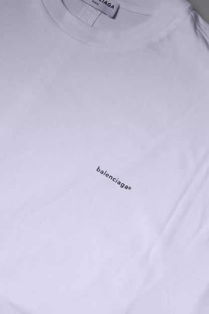 Balenciaga – Weißes Baumwoll-T-Shirt mit Rundhalsausschnitt und kurzen Ärmeln und Logo
