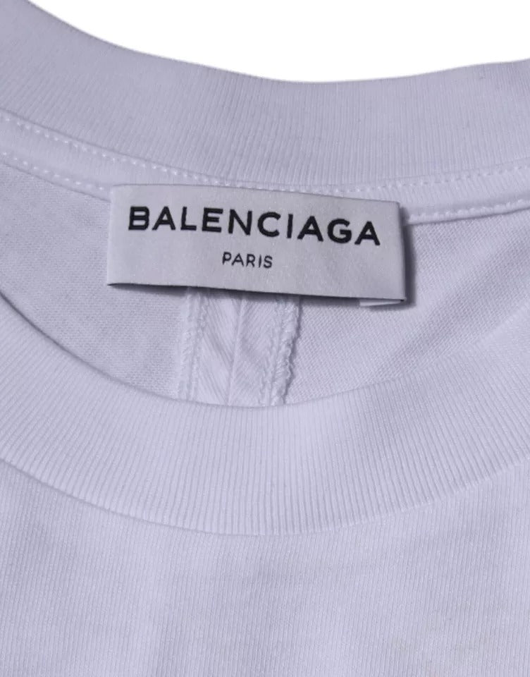Balenciaga – Weißes T-Shirt aus Baumwolljersey mit Rundhalsausschnitt und kurzen Ärmeln