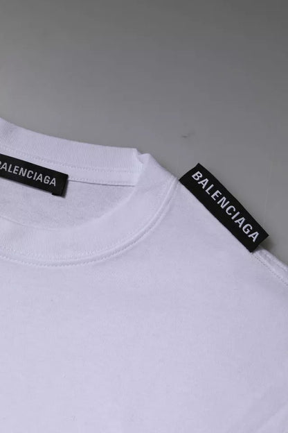 Balenciaga – Weißes T-Shirt aus Baumwolljersey mit Rundhalsausschnitt und kurzen Ärmeln