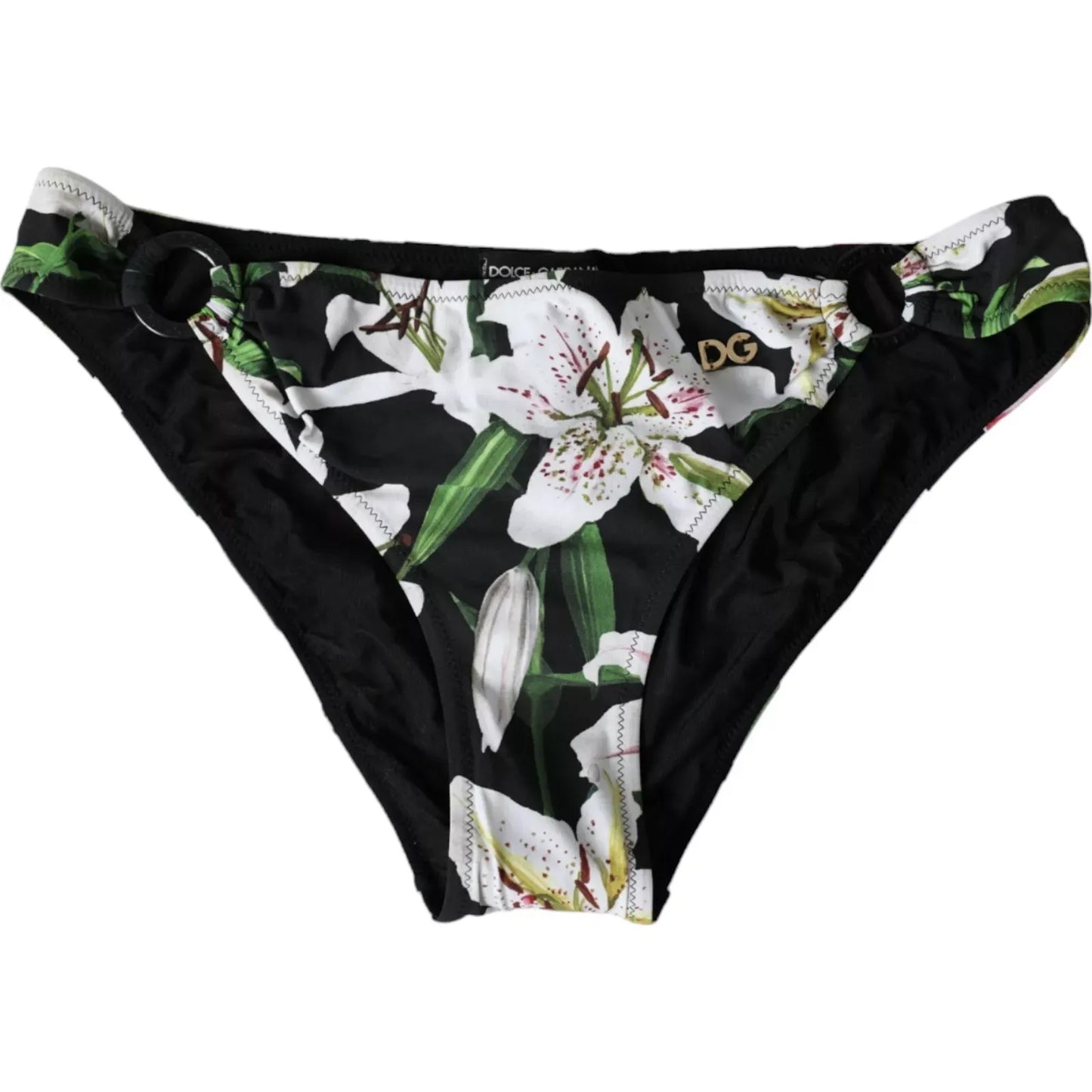 Dolce &amp; Gabbana Schwarzer Liliendruck Bademode Bottom Beachwear Bikini