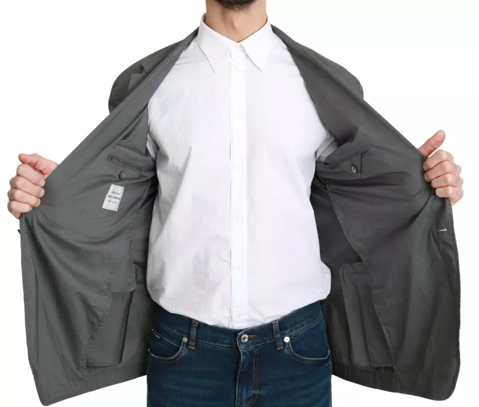 Dolce &amp; Gabbana – Einreihiger formeller Blazer aus grauer Baumwolle