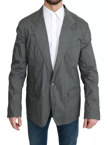 Dolce &amp; Gabbana – Einreihiger formeller Blazer aus grauer Baumwolle
