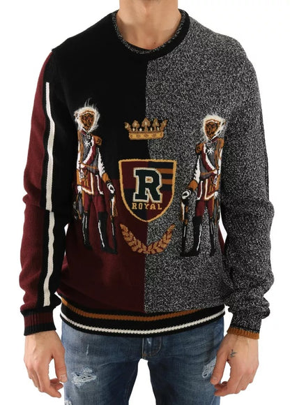 Dolce &amp; Gabbana Mehrfarbiger KING Knight Monkey Strickpullover aus Kaschmirwolle