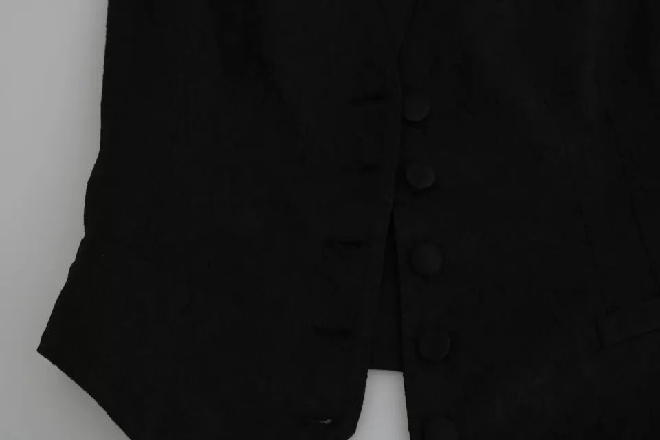 Dolce &amp; Gabbana Schwarze Spitzenweste, schmales Seidentop