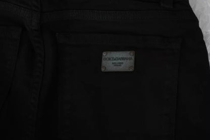 Dolce &amp; Gabbana – Schwarze Slim-Jeans aus Baumwoll-Stretch mit mittlerer Taille