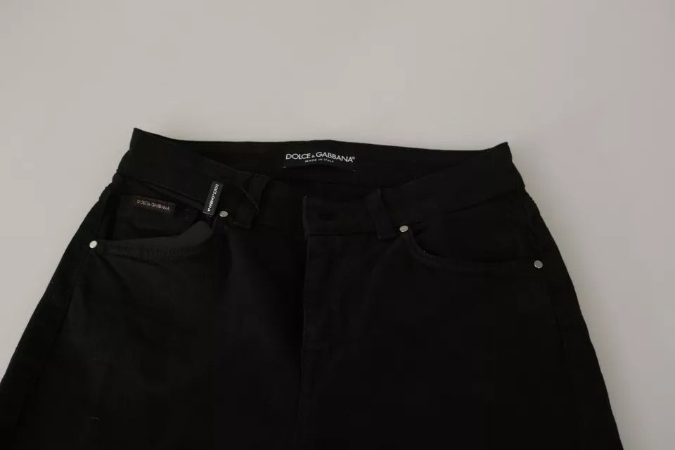 Dolce &amp; Gabbana – Schwarze Slim-Jeans aus Baumwoll-Stretch mit mittlerer Taille