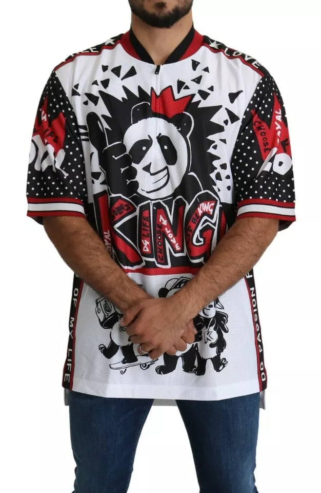 Dolce &amp; Gabbana – Weißes T-Shirt aus Polyester mit King-Panda-Print