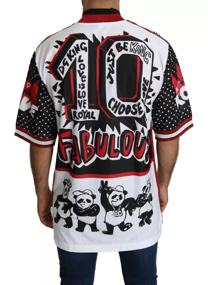 Dolce &amp; Gabbana – Weißes T-Shirt aus Polyester mit King-Panda-Print