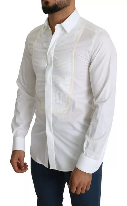 Dolce &amp; Gabbana Weißes formelles Smokingkleid GOLD Hemd