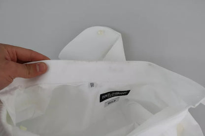 Dolce &amp; Gabbana Weißes formelles Smokingkleid GOLD Hemd