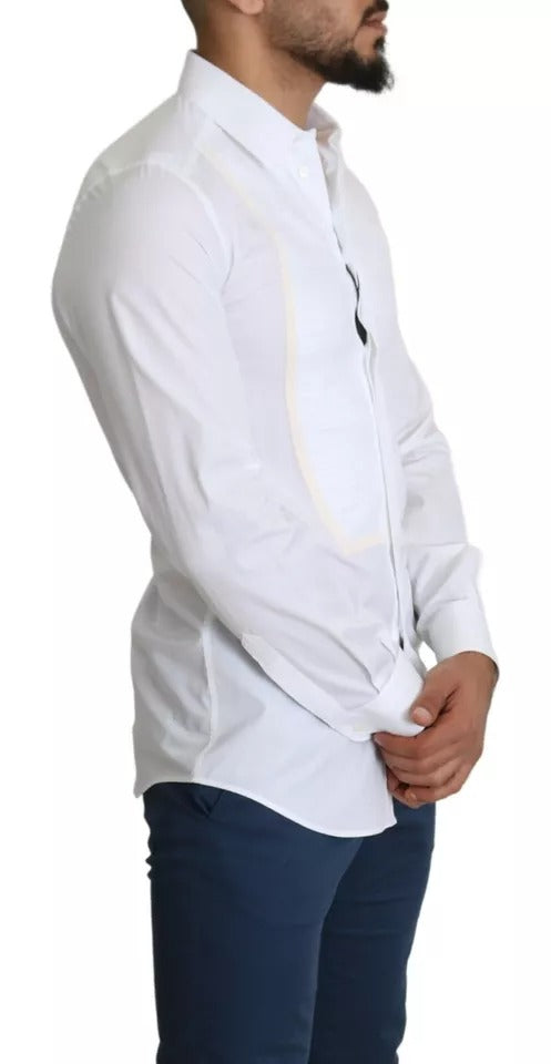 Dolce &amp; Gabbana Weißes formelles Smokingkleid GOLD Hemd