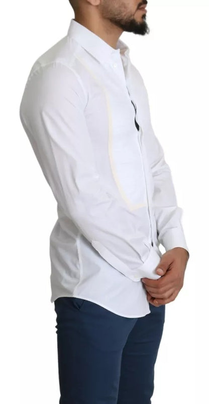 Dolce &amp; Gabbana Weißes formelles Smokingkleid GOLD Hemd