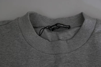 Dolce &amp; Gabbana Grauer Pullover aus Baumwolle mit Crown King-Print